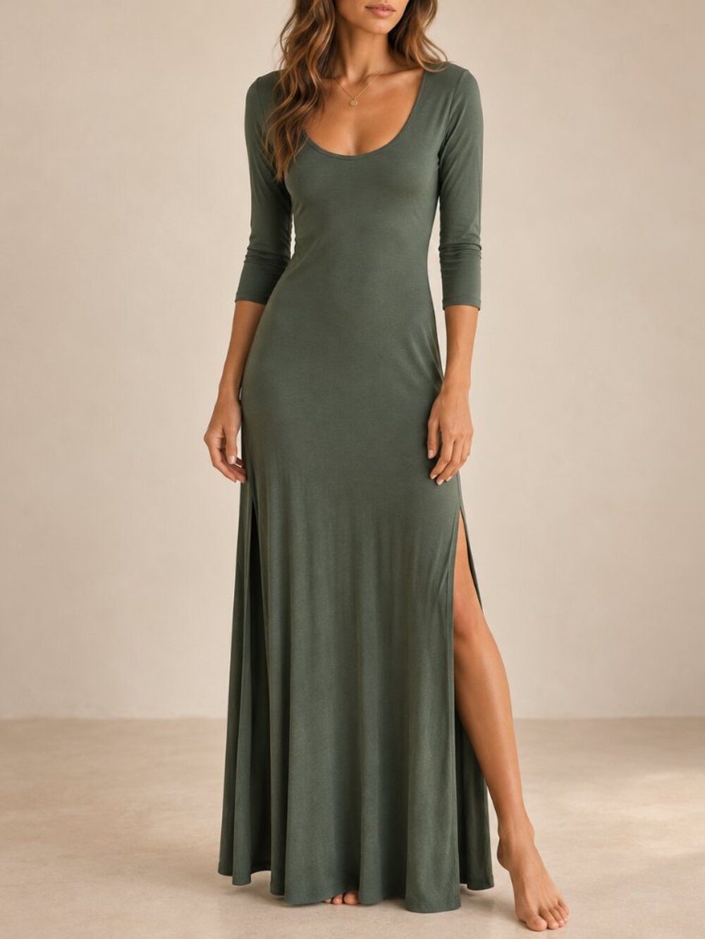 Rachel Pally Modal Open Back Maxi Dress Conifer Green NWT Small
